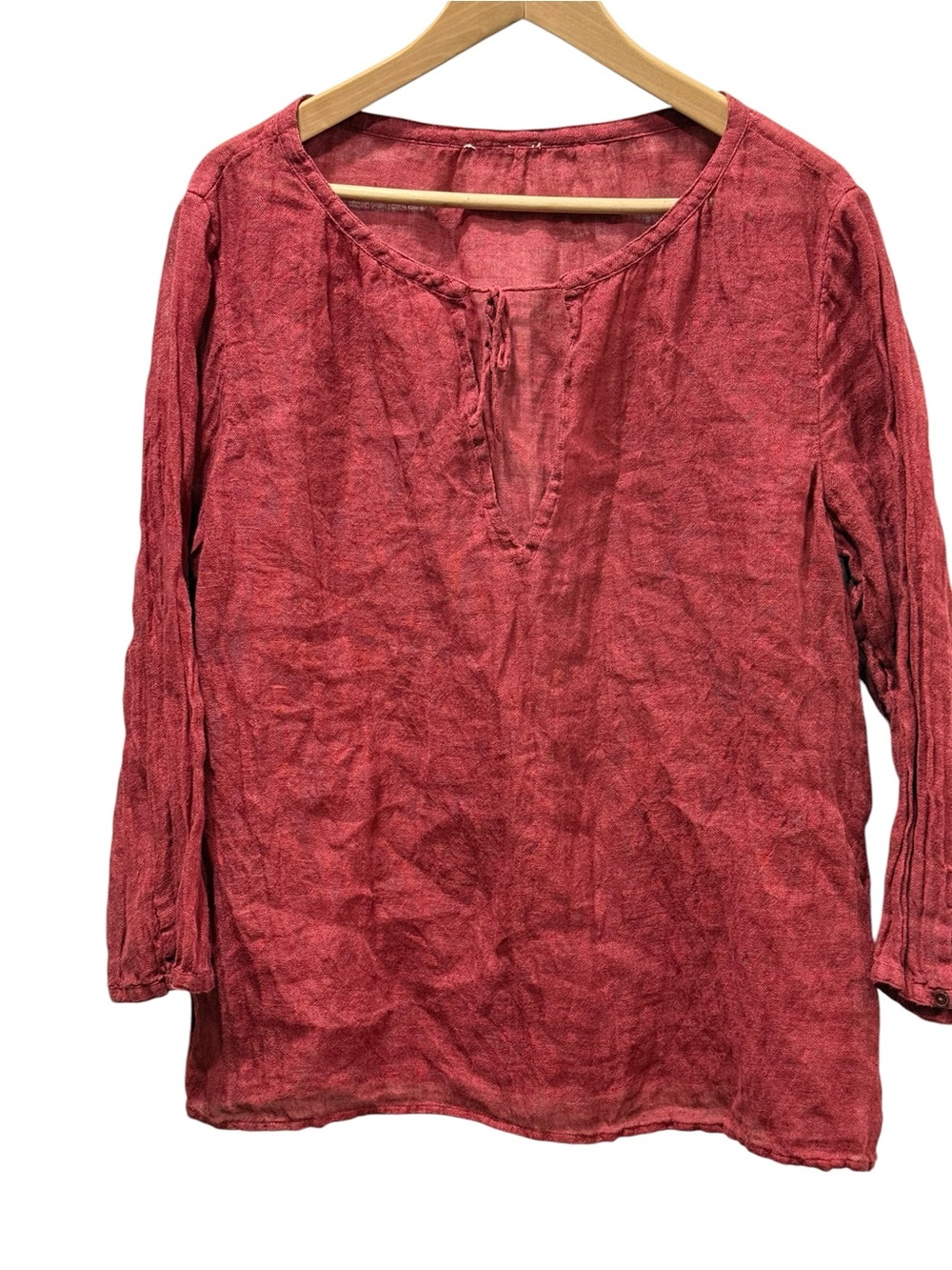 Eileen Fisher 100% Linen Gauze Lagenlook Boxy Top | Rust Terracotta | Size M
